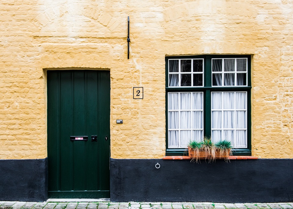 Newly painted wall of a house