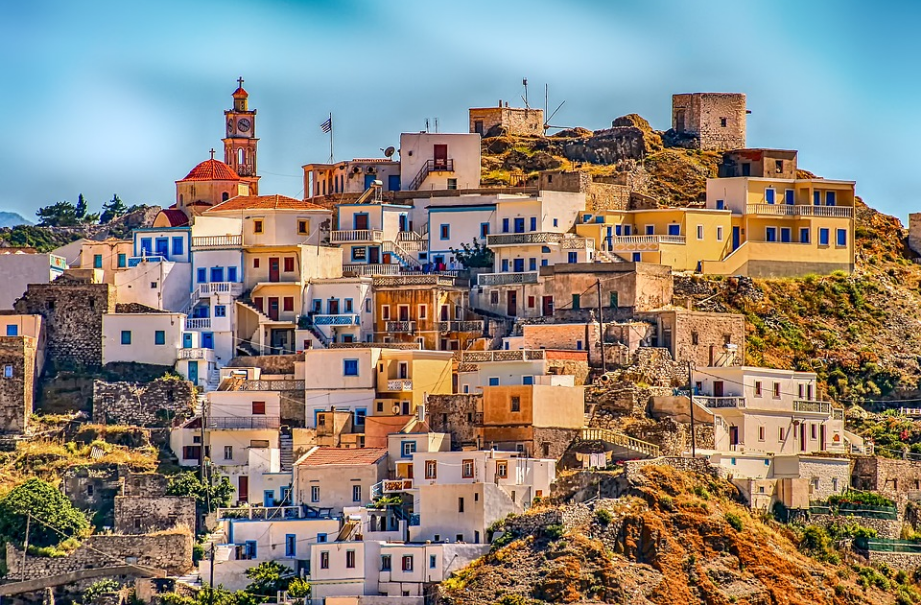 village houses on a hill